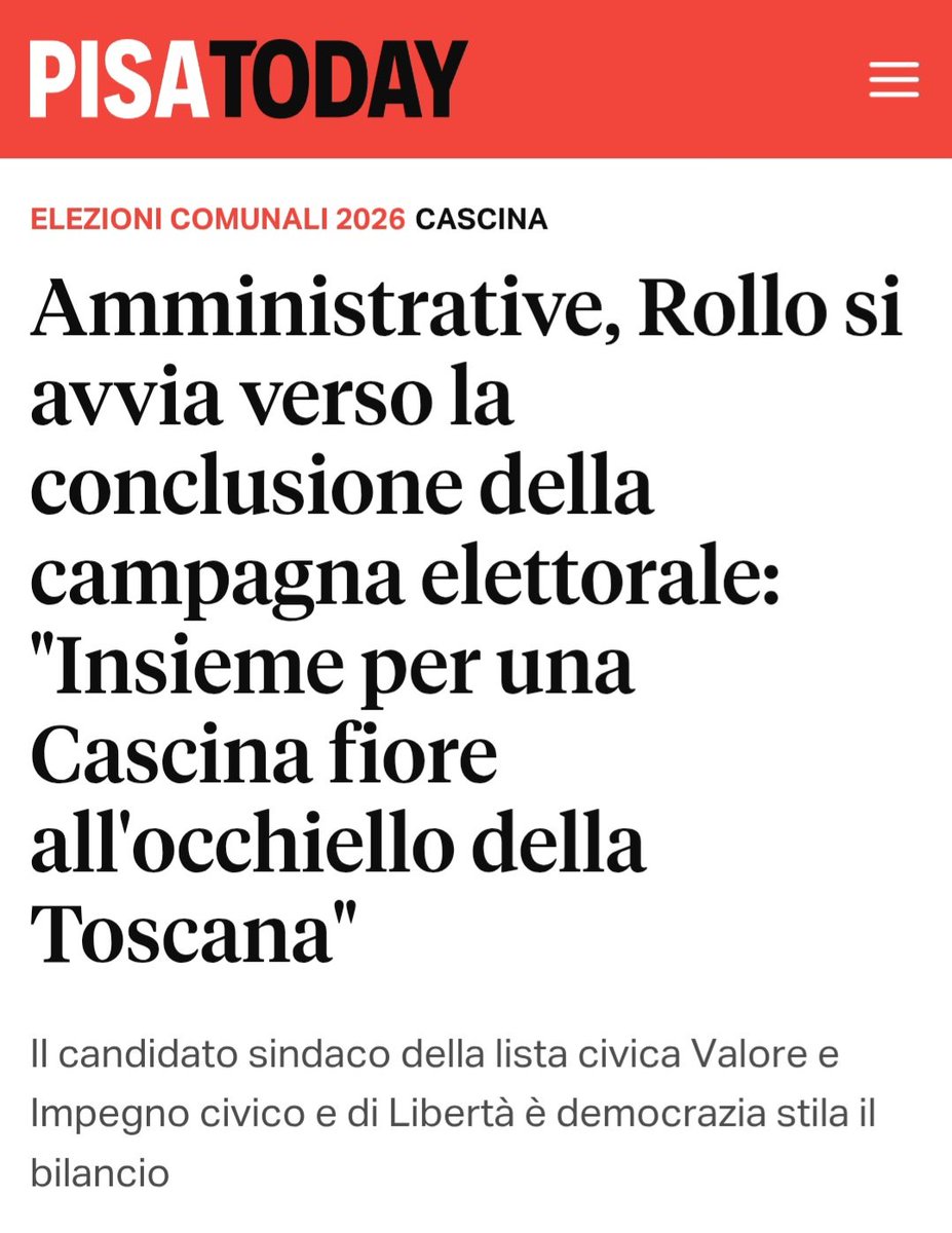 Dario_Rollo_77's tweet photo. Grazie a @PisaToday 

#DarioRolloSindaco #Cascina2026
#ValoriImpegnoCivico #LibertàèDemocrazia 
https://t.co/ZGLIgeR7tf https://t.co/Of3UEstlC7