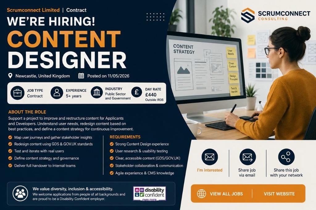 skillners's tweet photo. 🇬🇧 Content Designer (Contract)
📍 Newcastle | Remote (2 days/week)
💰 £440/day | Outside IR35
Help shape public sector digital services using GDS standards.
🔗 Apply: https://t.co/qGtPZmcH6l
https://t.co/W30ML8oL7k
#UKJobs #ContentDesigner #GovTech https://t.co/iY7GumpdbV