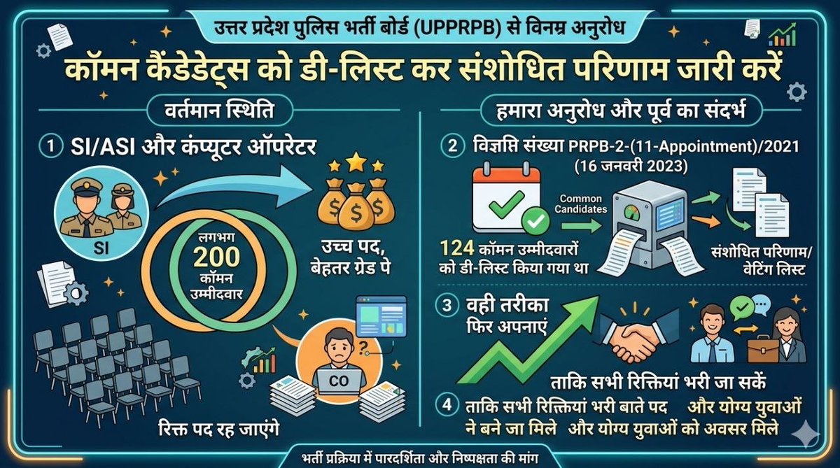 rajput191203's tweet photo. यदि एक भर्ती में पहले Common Candidatesको डीलिस्ट किया जा चुका है,तो समान परिस्थितियों में दूसरी भर्ती में अलग नियम क्यों?अभ्यर्थी केवल समानता,पारदर्शिता और न्याय की मांग कर रहे हैं।भर्ती प्रक्रिया में एकरूपता बनाए रखना आवश्यक है@myogioffice @CMOfficeUP @UPGovt @BJP4UP @dgpup https://t.co/XDVMtWb9p0