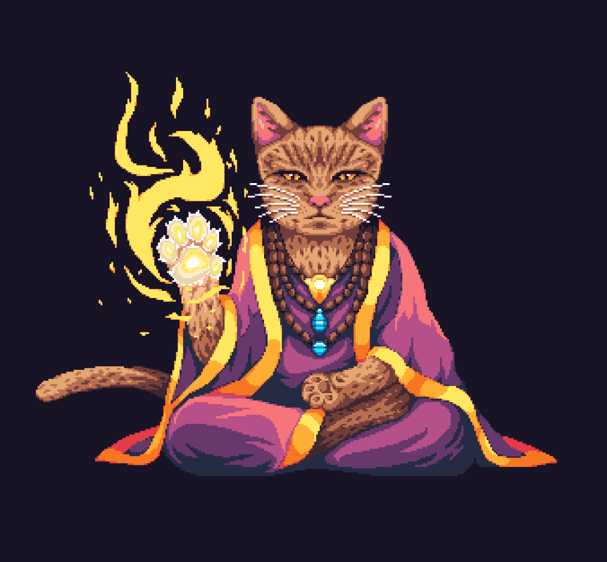 PixelExplosive's tweet photo. My entry for this month's #VGenChallenge 🐾

A cat mage channeling a magical paw spell.

Had a lot of fun working on this one. Hopefully the paw magic helps me find an invite code too 😆 https://t.co/xugMP7ThyC
