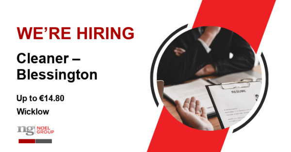 NoelGroup_'s tweet photo. New role! Cleaner – Blessington, Up to €14.80 per hour - #Wicklow. https://t.co/1V1ObGoeV7 https://t.co/fIdlIxOEvS