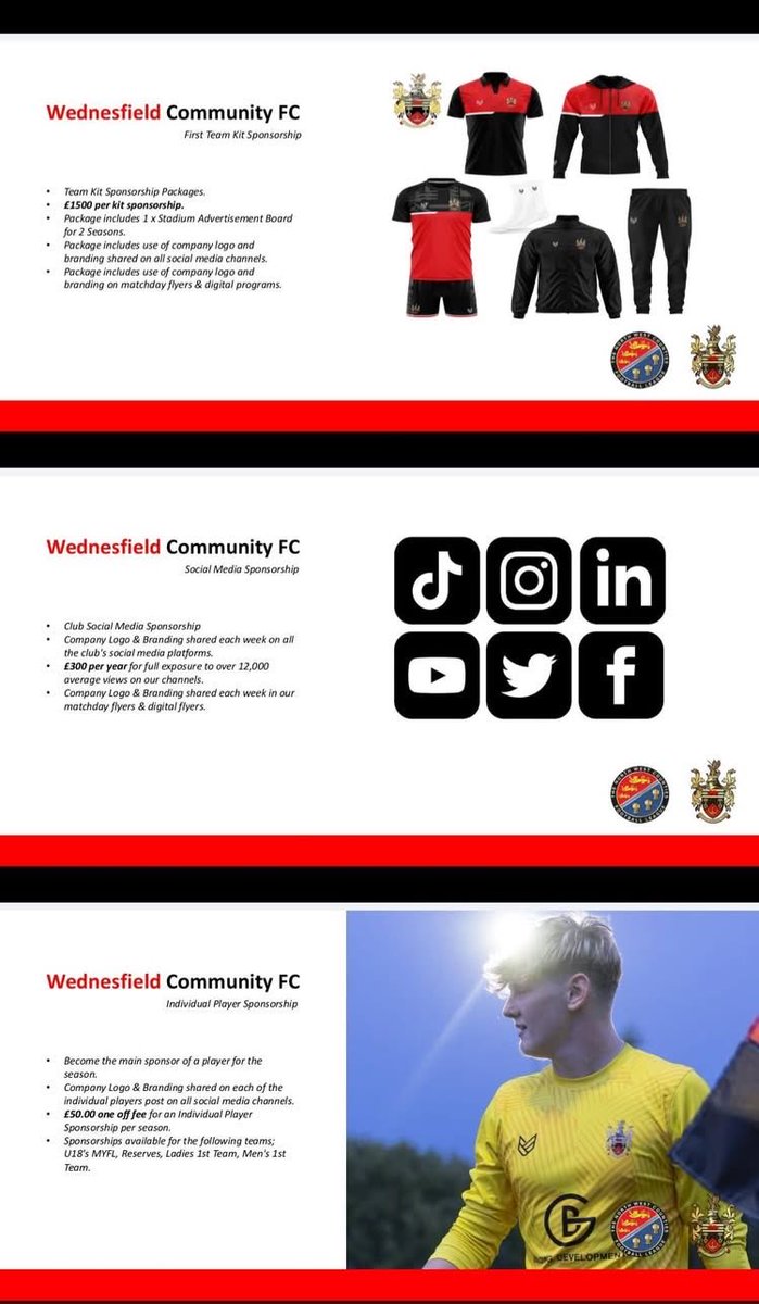 WednesfieldCFC's tweet photo. Be Part of the Next Chapter at Wednesfield Community FC 

The 2026/27 season marks an exciting new era for the club, and we're looking for local businesses and supporters to join us on the journey!

From stadium advertising and kit sponsorships to social media and player sponsorship opportunities, there are packages to suit all budgets while helping support football from grassroots to senior level.

📈 Promote your brand
🤝 Support your local community club
⚽ Be part of something ambitious

Interested? Get in touch today and let's grow together! #WednesfieldCommunityFC #LocalBusiness #FootballSponsorship #CommunityFootball