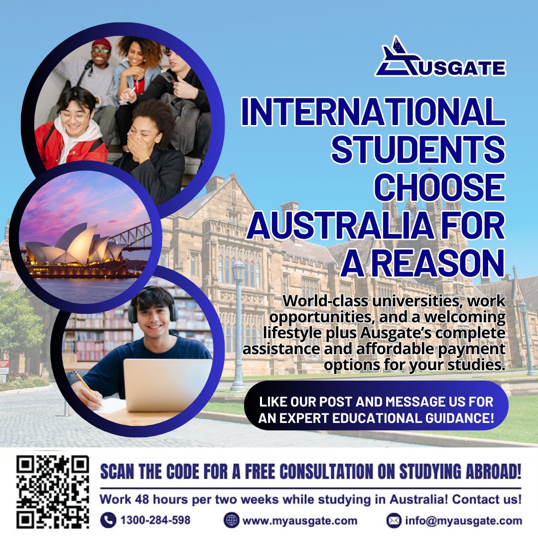 Aus_Gate's tweet photo. Ready for your next big adventure? Study in Australia with Ausgate!
Schedule your free consultation today:
https://t.co/Hm2dKV37ef
#DreamStudyAustralia #AusgateServices #AustraliaVisaHelp #StudyOverseas2026 #AffordableStudyOptions #GlobalStudents #StudentSuccess #StudyInAustralia https://t.co/tWZVKZletj