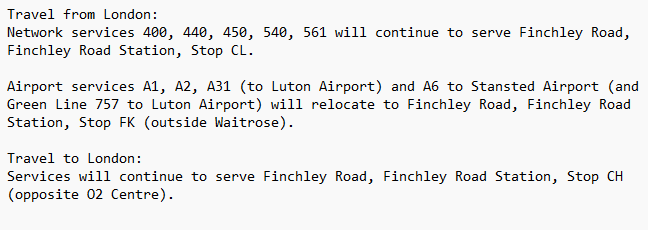 nxupdates's tweet photo. STOP CHANGES: London, Finchley Road Station
Sunday 31 May, 00.01 onwards

Transport for London are making changes to the coach stopping arrangements at Finchley Road Station, details as attached https://t.co/3oETBUnvzX