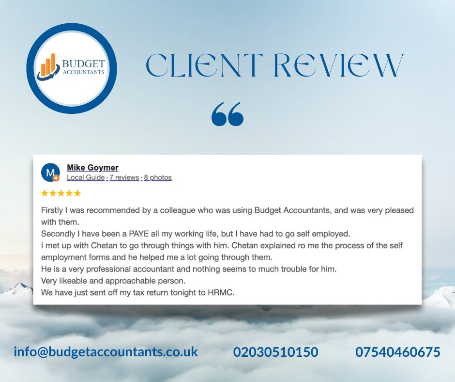budgetacts's tweet photo. 📷 Client Feedback Spotlight! 📷
Nothing makes us happier than satisfied clients.
📷 Need expert help? Let’s talk!
#HappyClients #5StarService #BudgetAccountant https://t.co/avhWf7veXs