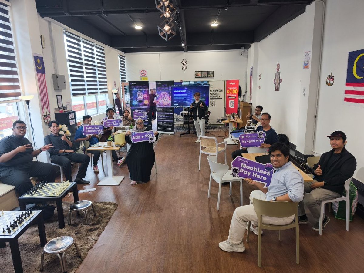 PayGo402's tweet photo. 🔴 LIVE UPDATE: Paygo Meetup 🔴

The energy is IMMACULATE. Our CMO is breaking down 402 Protocol and developers are asking the real questions.

Conversations about AI + Web3 infrastructure are HAPPENING.

Still have time? GET TO BUKIT BINTANG NOW.

📍 Outreach Coffee, Bukit Bintang
🚀 Ends at 3PM UTC+8

#402Protocol #MyDAC #Web3Dev
#402Protocol #MyDAC #Web3 #Developers