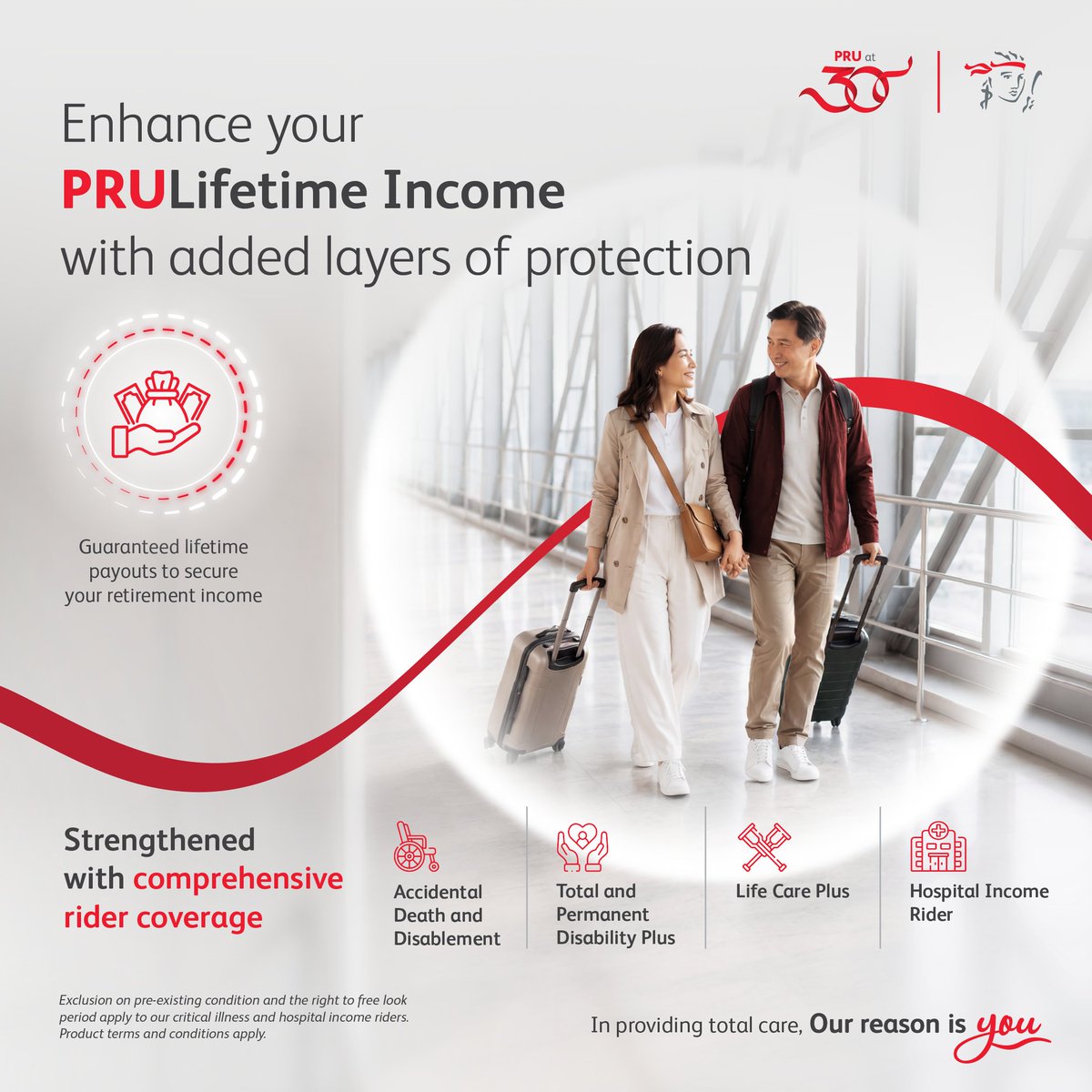 PruLifeUK's tweet photo. Don't let health curveballs rewrite the life you planned. 
​
Pair #PRULifetimeIncome with comprehensive rider coverage that supports you through illness, confinement, or disability. ❤️
​
Visit https://t.co/SZk5Y2ctt7

#CountOnPRU #PruLifeUK https://t.co/ZRy85WN8HL