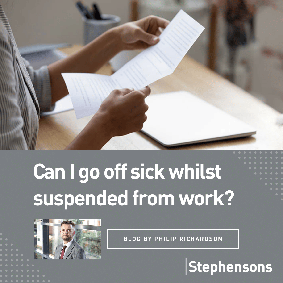 SolicitorsLLP's tweet photo. Being suspended from work can be stressful, especially if you’re also dealing with health issues. So what happens if you need to go off sick during this time?

Our latest blog breaks down your rights, what to expect and how to protect your position.

Find out more: https://t.co/IV1XDJWjMx