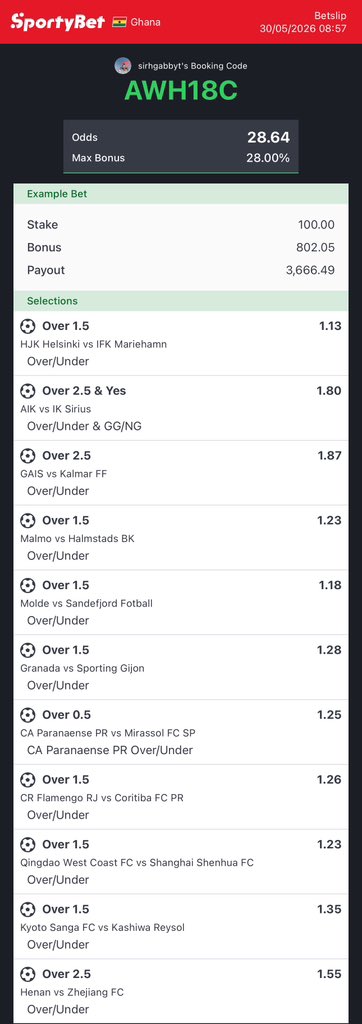GabbySirh's tweet photo. 28 Odds 🔥🔥🔥🔥
REPOST pls

Code: AWH18C https://t.co/FHXwYPTtBK