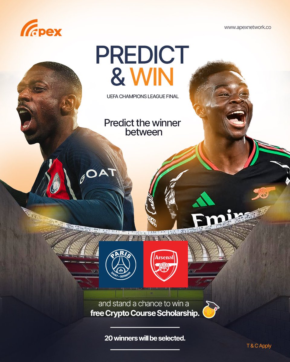 useapexnetwork's tweet photo. Apex Network Predict &amp; Win is back! 💯
Stand a chance to win fully funded Crypto scholarship. 

Your tuition is 100% covered! 

Want to be part of the 20 lucky Cryptocurrency scholarship winners? 

⬇️ Comment your Apex Network username and your prediction. 

Let’s gooo 👇 https://t.co/U1lKiPEUMl
