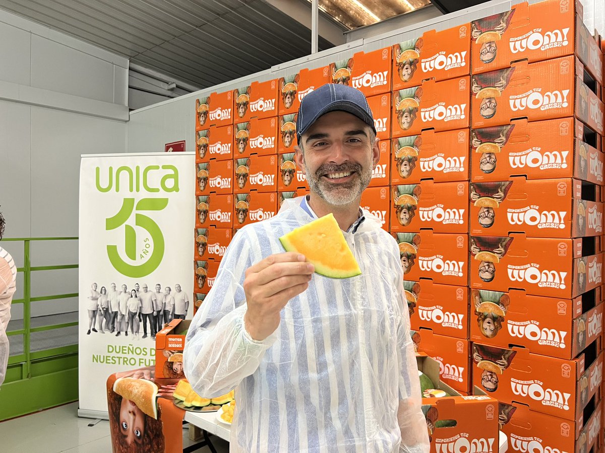 RamonFPM's tweet photo. ¿Quién dijo que una sandía tenía que ser roja? 🍉🟠

En la cooperativa #Cabasc de @unicagroup en Balanegra (#Almería) he comprobado cómo la innovación sigue abriendo caminos a nuestra #agricultura. https://t.co/diCcK5xsdd