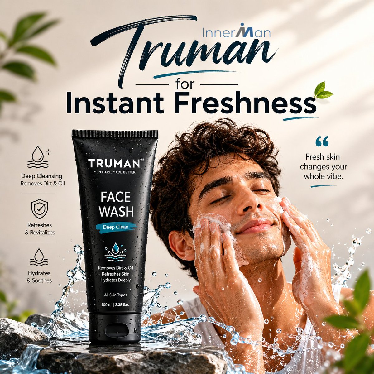 shopInnerMan's tweet photo. Truman Face Wash clears away dirt, oil, and dullness so you feel clean, confident, and ready for the day.

Refresh your routine today: https://t.co/LGZ8rwxYd4

[Truman Face Wash, Instant Freshness, Deep Clean Skin, Men Grooming, Oil Control, Fresh Skin] https://t.co/AbKy3jmwgP