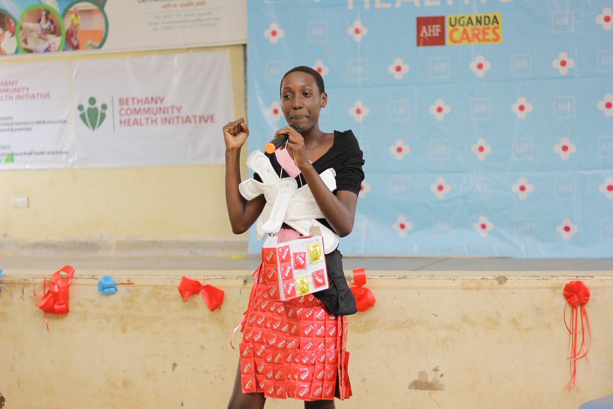 GirlsAct_Uganda's tweet photo. Contesting for Miss @GirlsAct_Uganda Soroti, our girls showcased their talents 
They used sanitary products and HIV prevention products to pass on information around Menstrual Health and HIV 

#MenstruationMatters https://t.co/1DVUEGiERK
