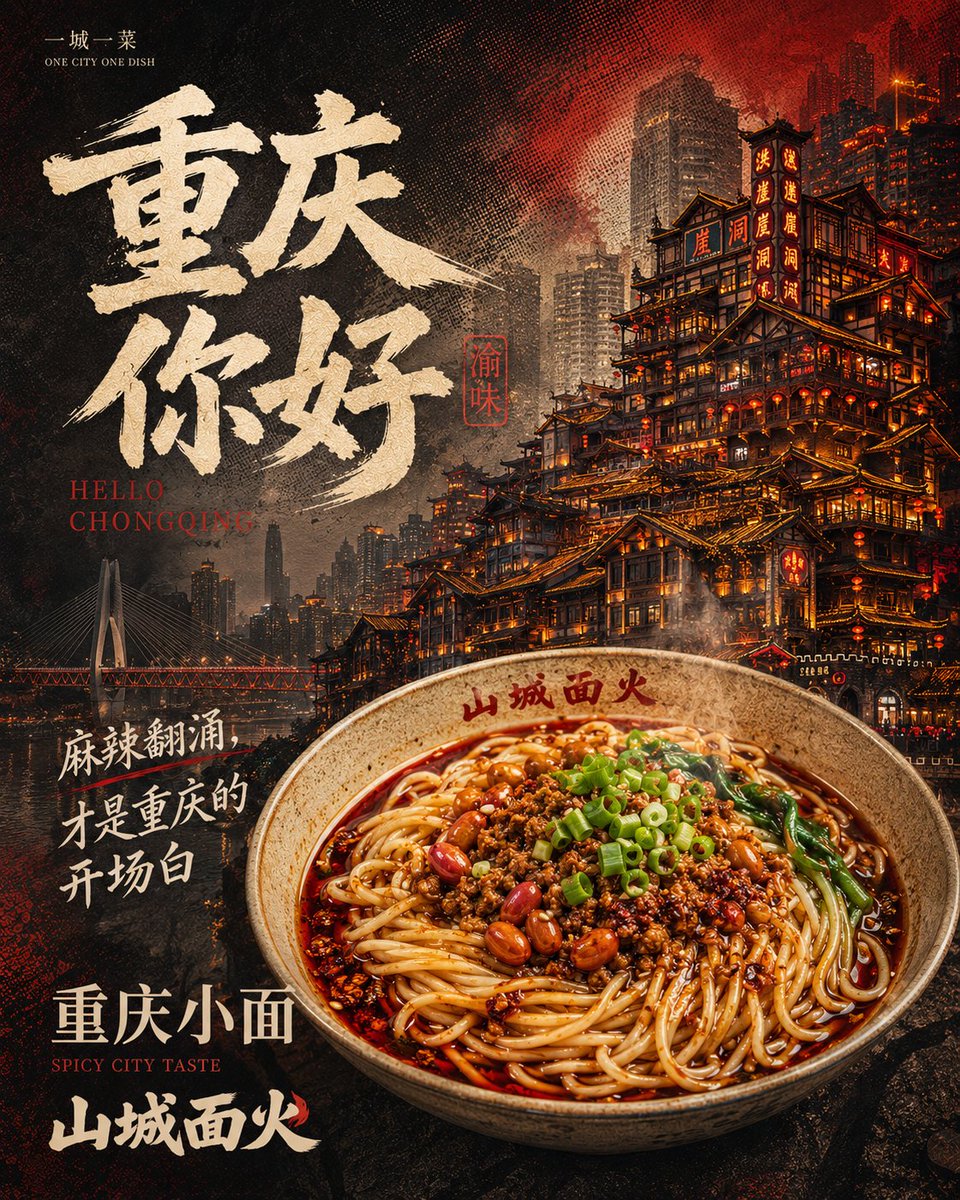 Vintage Wuhan Hot Dry Noodles Poster