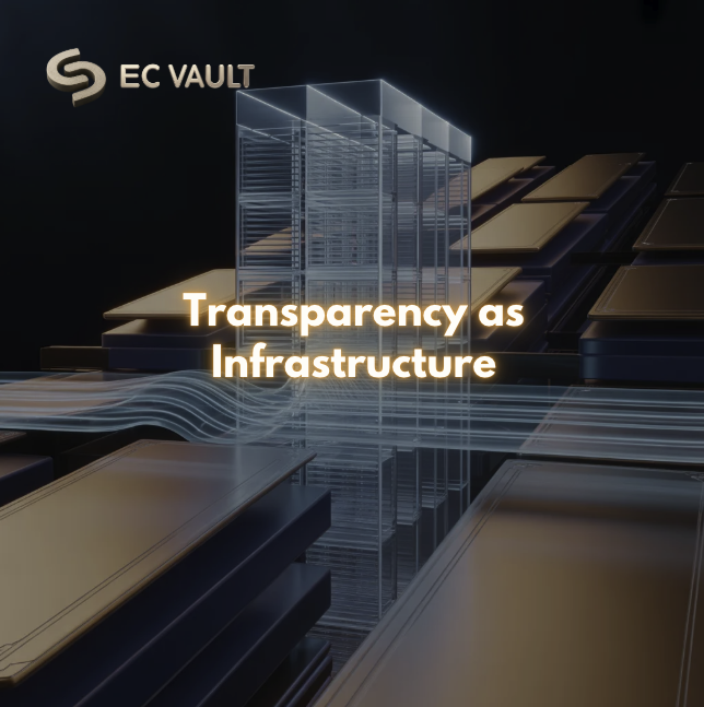 ECVault's tweet photo. In digital ecosystems, transparency is not a feature.
It is infrastructure.

The ability to track updates, disclosures, governance records, and ecosystem progress may become one of the defining characteristics of mature Web2.5 networks.

#ECVault #Web25 #DigitalInfrastructure https://t.co/9eX022OjHV