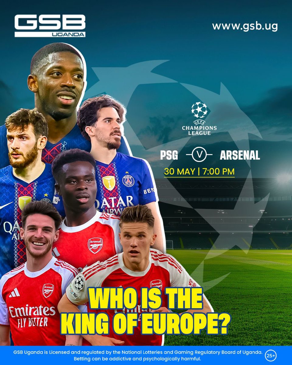 FifiPhionaPinky's tweet photo. Nze bankubira ku @Arsenal 

Who takes it home today?
PSG 🇫🇷 or 🏴󠁧󠁢󠁥󠁮󠁧󠁿 Arsenal ?

It’s the UEFA CHAMPIONS LEAGUE FINAL Today!

Click https://t.co/YENHAgspVJ to Play Better @GSB_Uganda https://t.co/Gnli2IMzKm