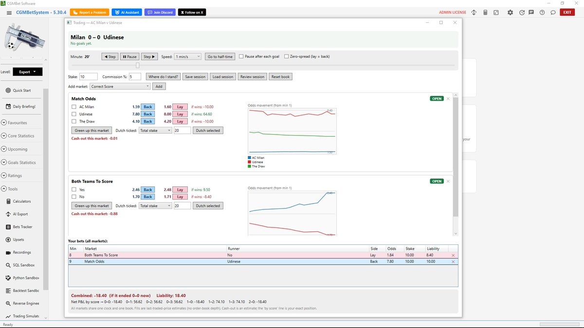 Cgmbet's tweet photo. Coming this autumn to CGMBet26:  
The Exchange Trading Simulator.

A free reward for everyone who owns CGMBet26 by 1st  June 2026.

A backtesting and training tool. Not live trading. 
Replay real recorded markets from past matches, minute by minute. Back, lay, dutch, green up, cash out across multiple markets at once. 
Build strategies and run them across months of historical games to see how they would have performed.

It's designed as a training ground, somewhere to test ideas, and find out which strategies survive.

Get CGMBet26 before 31 May (the End of the Season offer is up). The simulator drops until the start of the new season.