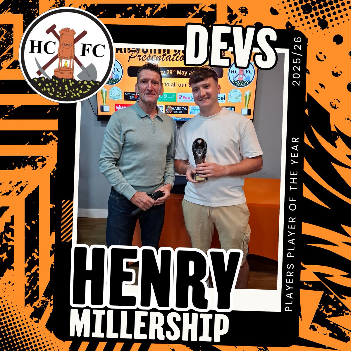 HCIFC's tweet photo. Now we move on to our Development side. 

A tough season for the lads, especially not playing consistently, but they battled well all season.

Just the 2 awards for them.

Firstly, Players Player and that was Henry Millership. https://t.co/xrCoQyswdI