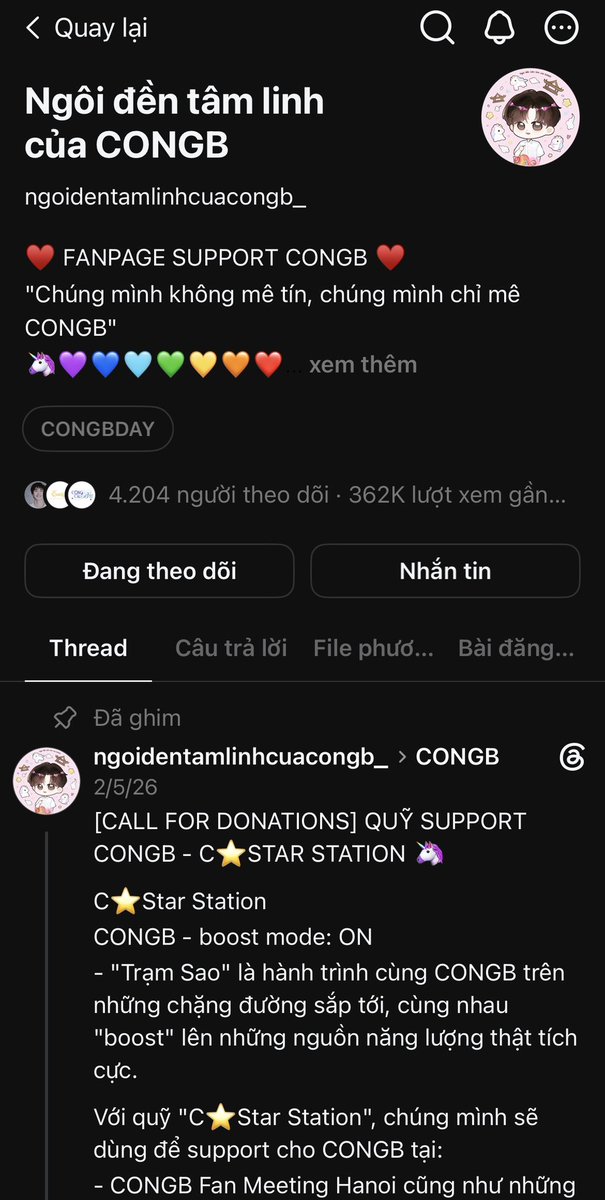 cucda134340's tweet photo. Hi everyone! Most CONGB fans are active on "Threads". We’ve supported him through different shows and milestones, and we also have fan funds for those who’d like to donate and support his activities

#CONGB #CONG #콩비 #TinhHaSayHi https://t.co/1JBq8VALQI
