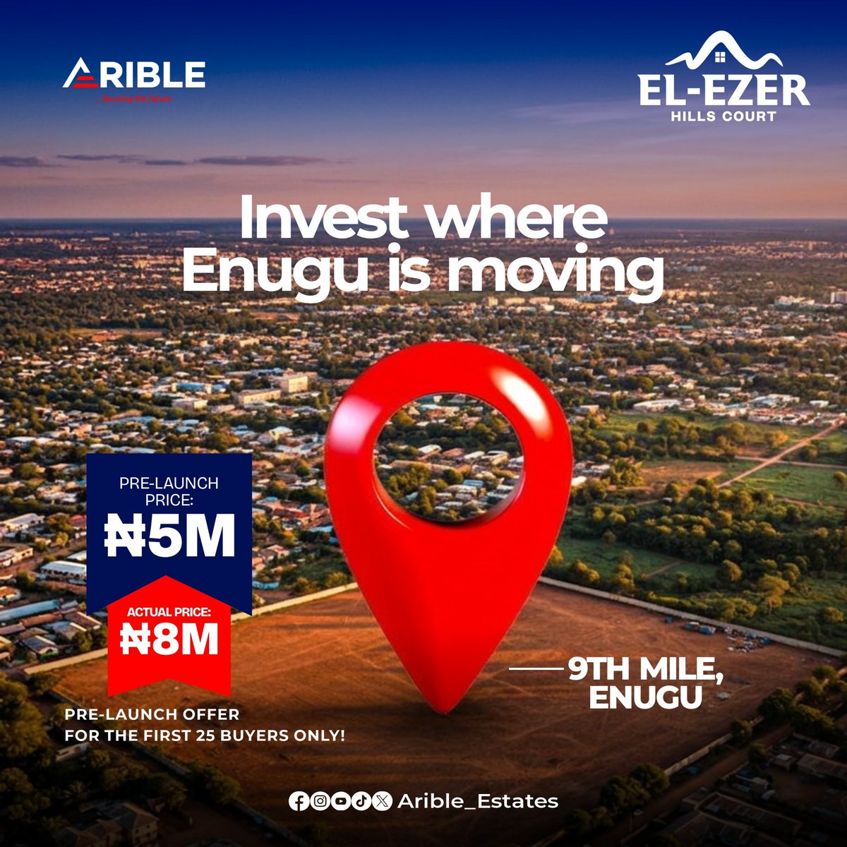 Arible_Estates's tweet photo. 📍 Invest Where Enugu Is Moving!

Secure your plot at EL-EZER Hills Court, 9th Mile, Enugu.

🔥 Pre-Launch: ₦5M
💰 Market Price: ₦8M
⚡ First 25 Buyers Only

The location is growing. The value is rising. The time is now.

📞 08119333881

#ELEZERHillsCourt #9thMileEnugu https://t.co/linY81guxc