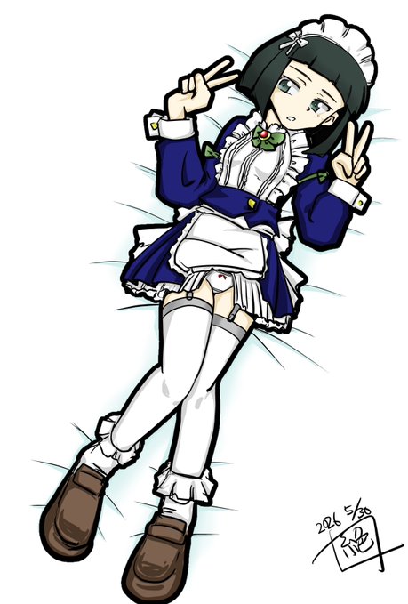 #週末ガルパンお絵描き120分一本勝負 #週末ガルパンお絵描き120分一本勝負20260530 戦車長と言うことで 特二式車長である西原ちゃんで 以前描いた西原ちゃんメイドに色塗って仕上げてみました うんうん 西原ちゃんは可愛いなあ #ガルパン