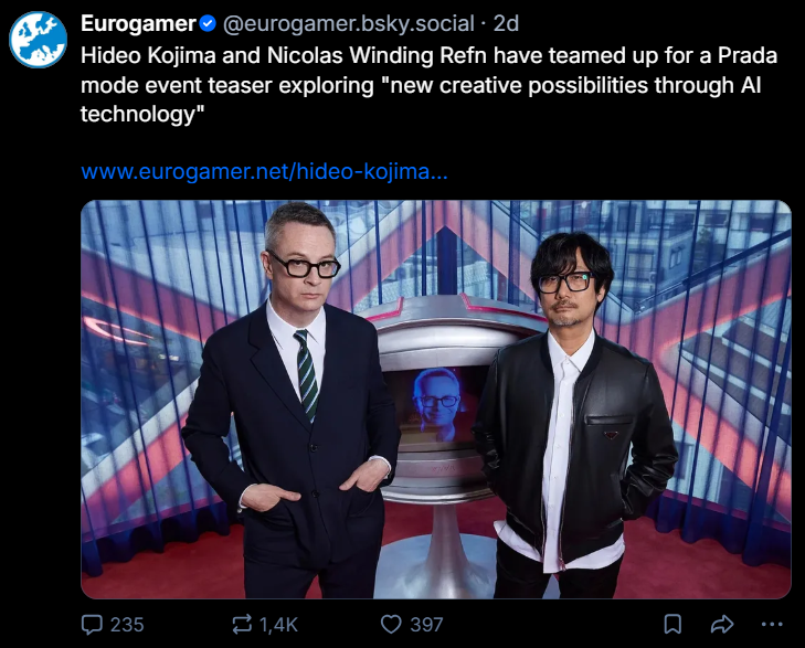 MathEizen's tweet photo. Kojima being an AI stan was not on my list for this week but here we are... https://t.co/PqtuGCtCg6