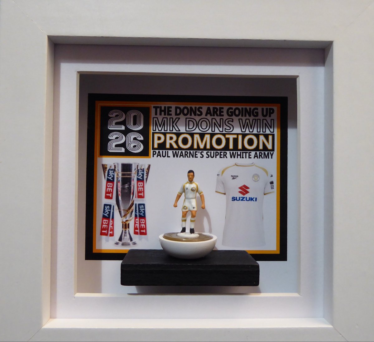 helcol123subbu1's tweet photo. League Two promotion frame night. In second place: Milton Keynes Dons. DM @helcol123subbu1 to order your MKDons subbuteo frame. #transfer @MKDonsSET @CitiBlogMK @mk_citizen @CitiBlogMKDons @DestinationMK @TheMKWayBlog @DonsAction @MK1Podcast #mkdons #mkdfc #MK https://t.co/R2MBB5SiQV