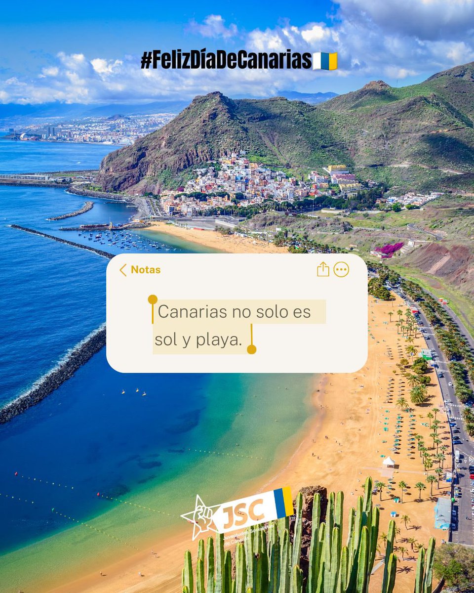JSCanarias's tweet photo. ¡Feliz Día de Canarias! ✊🏻🇮🇨

Hoy celebramos y reivindicamos nuestra tierra, nuestra gente, nuestra identidad y nuestra manera única de sentir, entender y defender Canarias.

Un día para poner en valor todo aquello que nos hace diferentes y especiales.

#siembraelcambio https://t.co/pjjcp2bT0Z