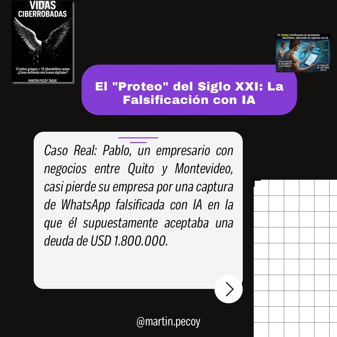 MPecoy's tweet photo. 🏛️ Mito de Proteo y ciberdelito de Falsificación de documento con IA en “Vidas CIBERrobadas”. Descubre cómo Pablo y otros 12 “Ícaros digitales” lograron justicia.
-Aprende a recoger pruebas que no se puedan ignorar.
-Descubre técnicas de resiliencia.
Disponible en Amazon https://t.co/qryOtrfvDI