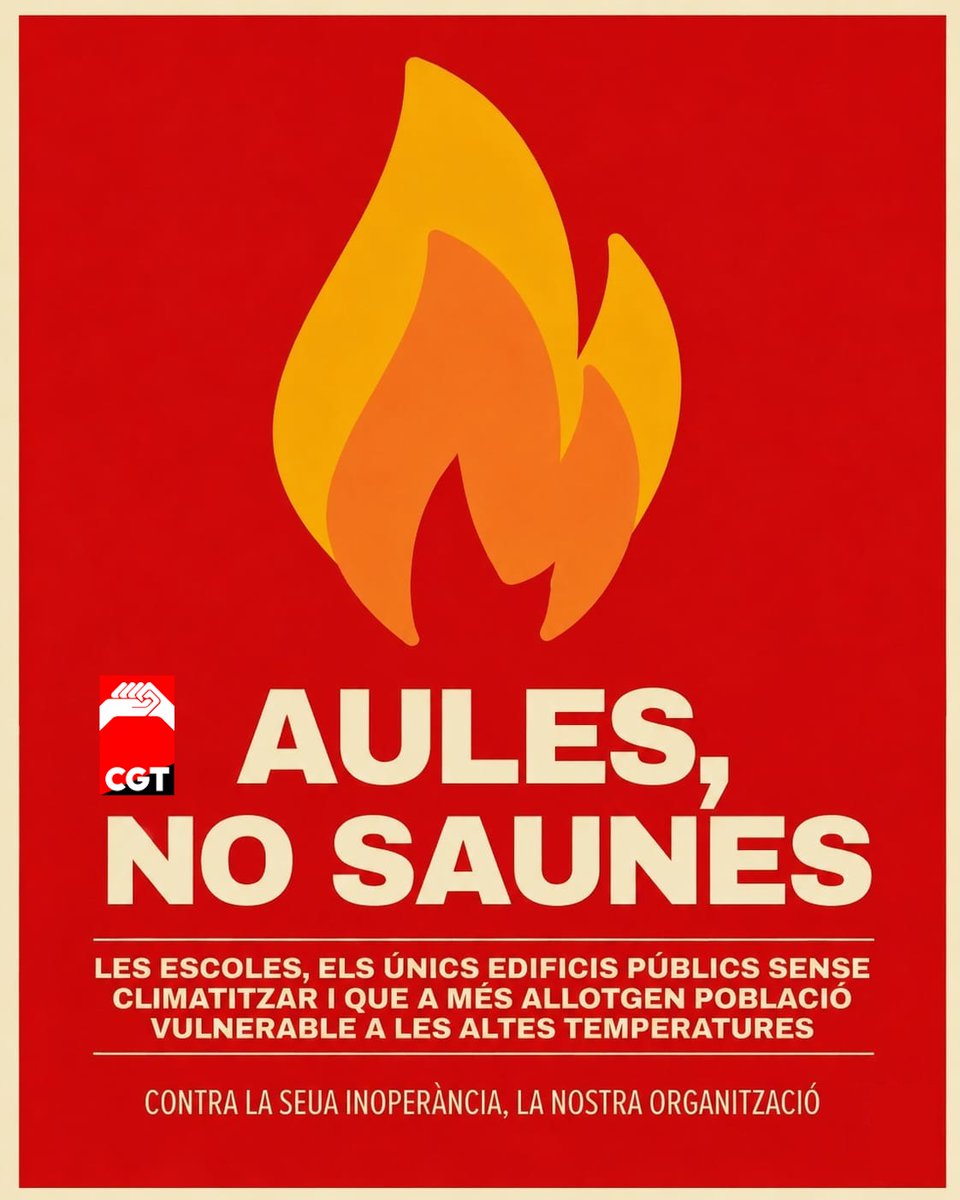 CGTvalencia's tweet photo. Inspecció de Treball continua responent a les denúncies presentades per la Confederació General del Treball (#CGT- #València #CGTValència @Edu_CGTPV ) davant les altes temperatures de les aules i obliga a Conselleria a climatitzar 15 centres. #aulesnosaunes #VagaEducativa #altastemperaturas Mes Info: https://t.co/bOYNeGXCyN
