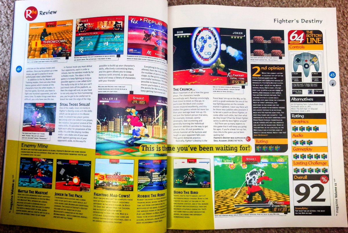 RetroRid's tweet photo. A spot of early morning retro fighting game action for me today. Was reading up an old review on Fighter's Destiny for N64 so dusted it off for a quick play. It was a 64 Sizzler in 64 Magazine! https://t.co/o4Hz6IehLC