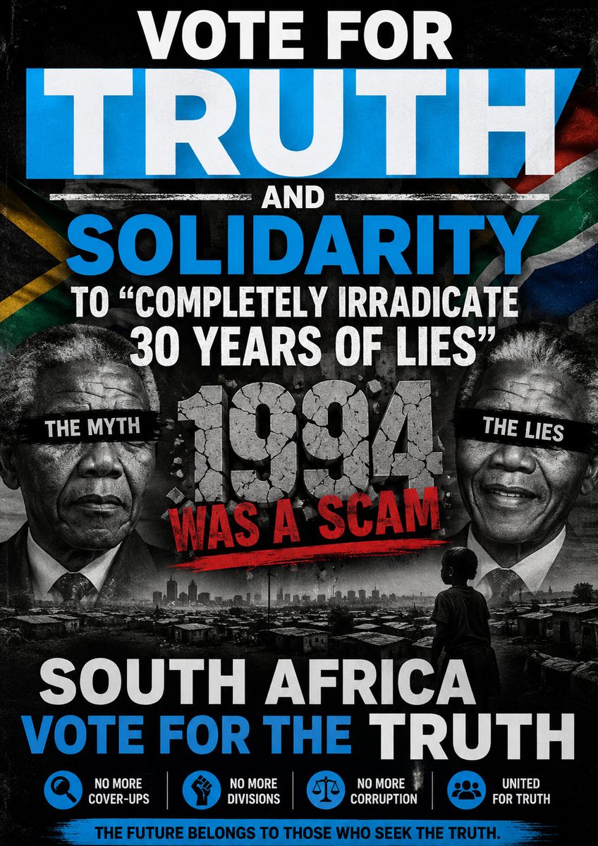 AFRICANDEMOC's tweet photo. FOR IMMEDIATE RELEASE

MEDIA ANNOUNCEMENT

TRUTH AND SOLIDARITY MOVEMENT CALLS ON SOUTH AFRICANS TO VOTE FOR TRUTH AND ACCOUNTABILITY

The Truth and Solidarity Movement today launched its latest campaign calling on South Africans to reject decades of broken promises, corruption, poverty, unemployment, crime, and political deception.

The movement believes that many South Africans have been left behind despite repeated promises of prosperity and equality since 1994. As a result, the Truth and Solidarity Movement is urging voters to support a new political direction based on transparency, accountability, justice, and national unity.

"Our message is simple: South Africa deserves the truth. Citizens deserve leaders who put the people first, protect communities, create opportunities, and fight corruption without fear or favour," said the leadership of the Truth and Solidarity Movement.

The campaign calls on South Africans from all backgrounds to participate in democracy and make their voices heard at the ballot box.

The Truth and Solidarity Movement remains committed to:
• Fighting corruption and state capture.
• Creating jobs and economic opportunities.
• Improving public safety and security.
• Protecting constitutional rights and freedoms.
• Building unity and solidarity among all South Africans.
• Promoting accountable and transparent governance.

The movement encourages all eligible voters to register and prepare to participate in the upcoming elections.

For more information:

Truth and Solidarity Movement
Website: [https://t.co/VtvsftTMKw](https://t.co/VtvsftTMKw)
Email: [info@truthandsolidarity.org.za](mailto:info@truthandsolidarity.org.za)
Tel: 072 608 63 70