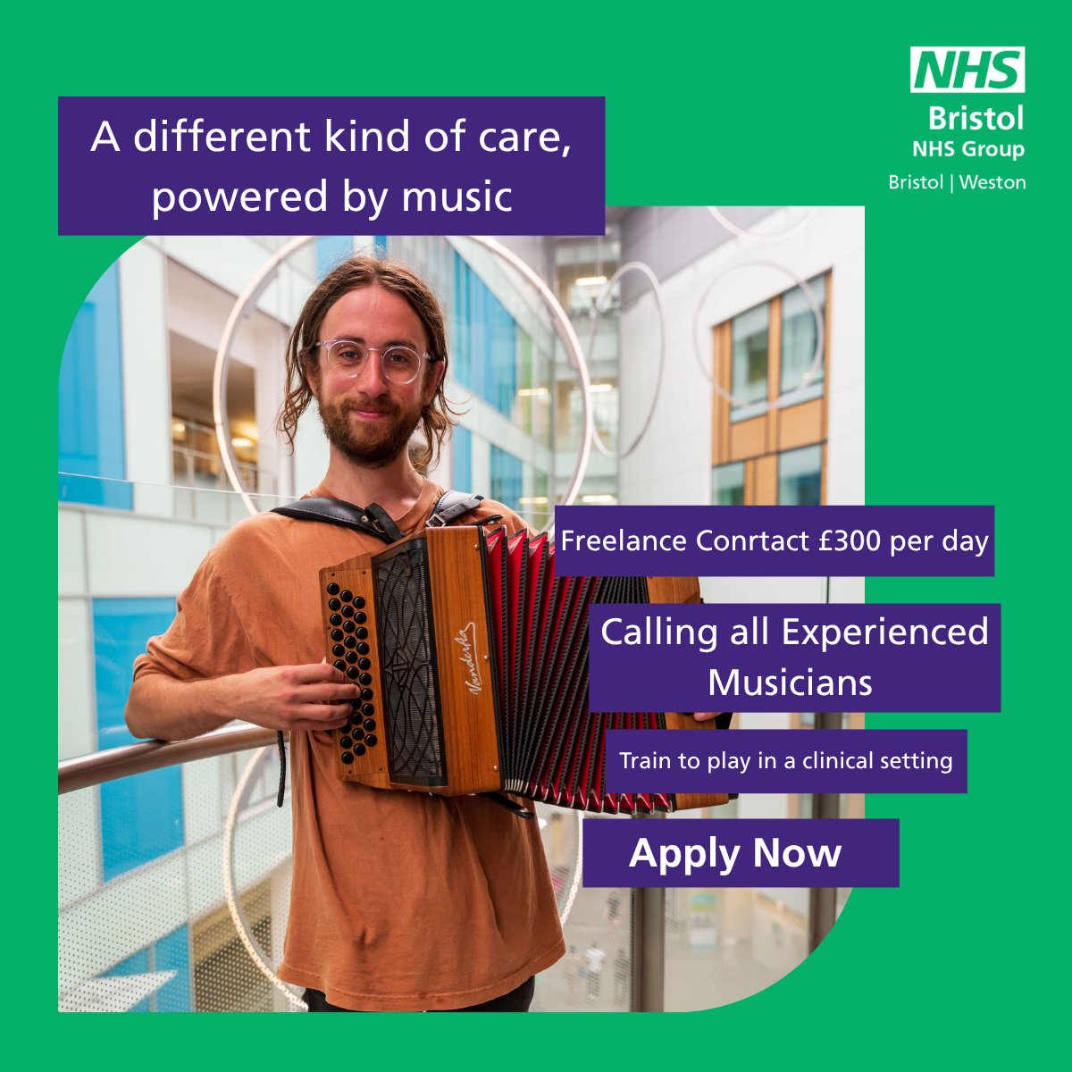 BFTCareers's tweet photo. 🎶Hospitals aren’t where you expect to find musicians…
until you see the difference music can make. 🎶

If you are an experienced Musician looking for Freelance work, we want to hear from you 

https://t.co/7UU54ebhlA

#FreelanceMusician #BristolJobs #MusicTherapy #JoinOurTeam https://t.co/UBGFEcgXeQ