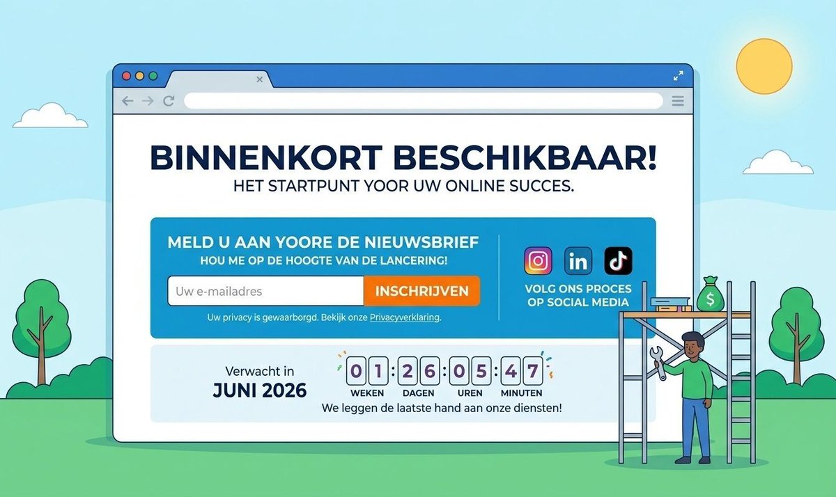 PartnerGroep's tweet photo. 💡 Heeft een 'Coming Soon'-pagina nut?

Ja! Mits je het goed doet. Het helpt je bij:
✅ Een vroege start met je Google-ranking (SEO)
✅ Het opbouwen van een mailinglijst
✅ Hype creëren rondom je lancering

Voorkom dat je kansen laat liggen 💻👇
https://t.co/dHnvGny0pl https://t.co/24n9ER4Zai
