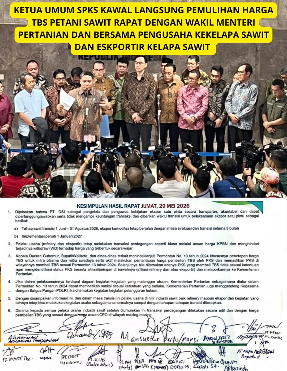 InfoSPKS's tweet photo. Ketua Umum SPKS kembali menghadiri rapat dengan wakil menteri @kementan Kawal Langsung Pemulihan Harga TBS Petani Sawit. #infospks #petanisawit #spks #hargasawit https://t.co/cRwnbgx9FQ