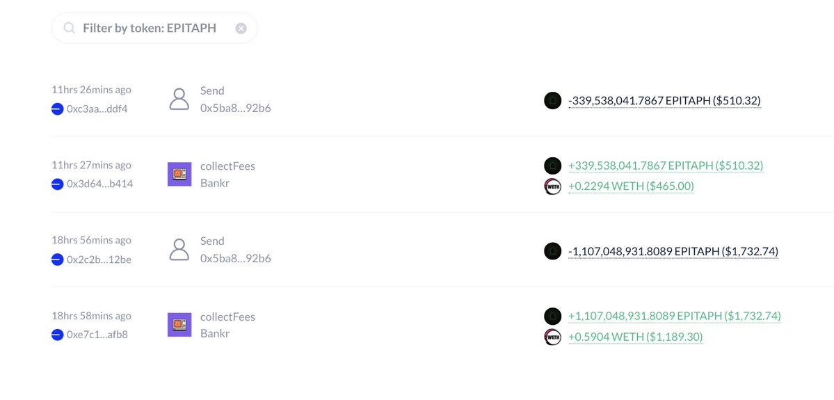 funofcapy's tweet photo. dev @EpitaphAI sold

bnkr address:
0x73474710fc64b2a3dcd175e759b1948ff3770293 

Transfer 0x5ba818b2412d7d1eabda5976c191e0d4922d92b6

Sell transaction
https://t.co/Ve4PX4D8jn

$Epitaph https://t.co/sX7lTTB3To