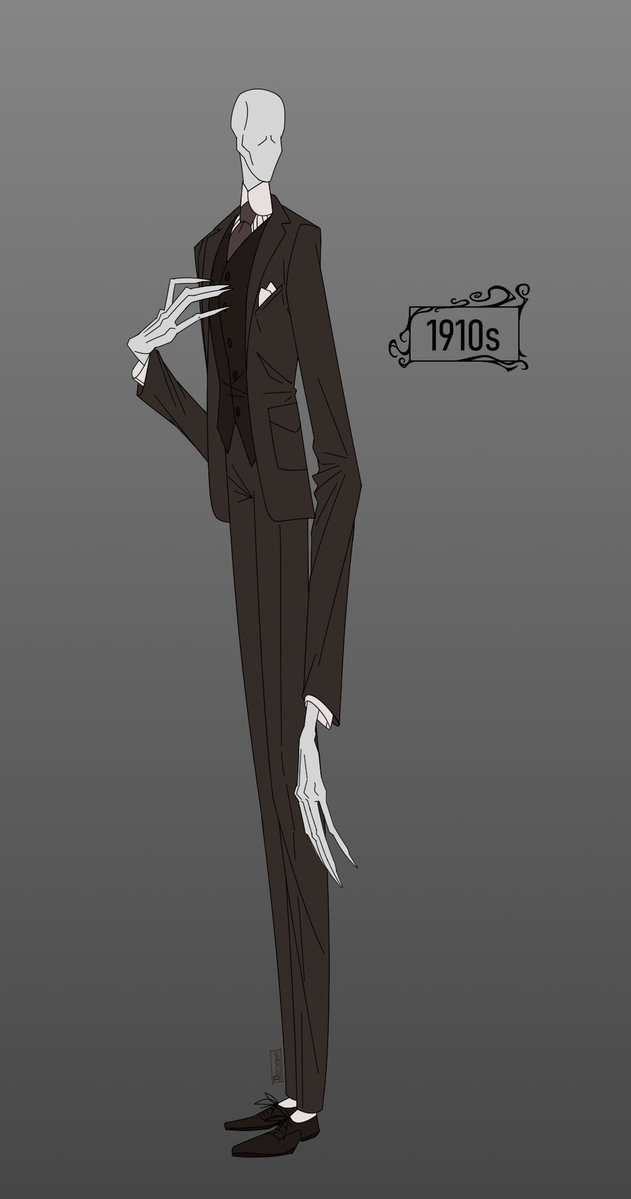 Doragon_LW's tweet photo. All this talk of Slenderman reminded me of when I drew him in different suits. I have a headcanon that he changes his suit to match the decade he's in, a bit on uncanny camouflage~ https://t.co/BkYhlhrYnF