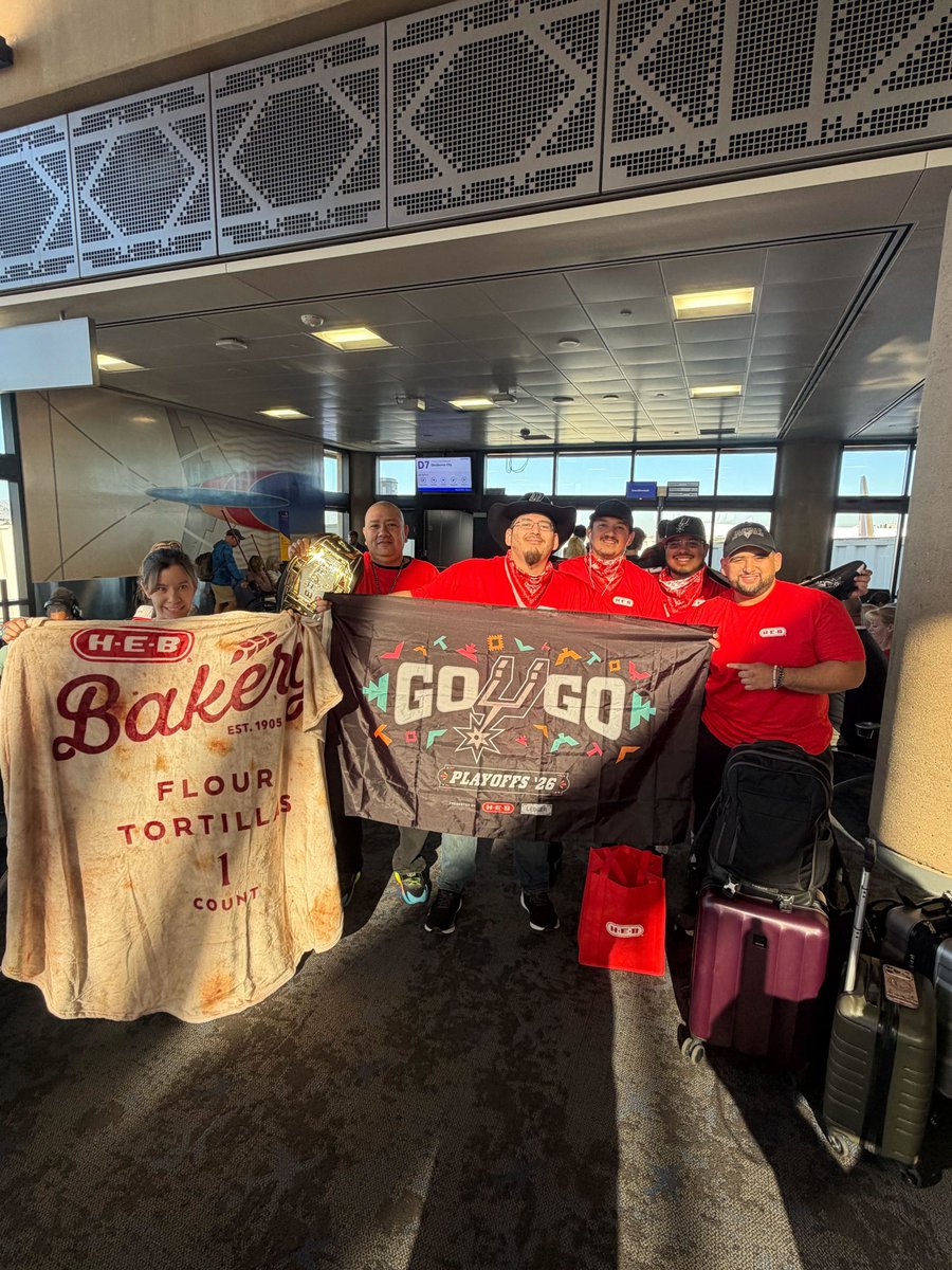 HEB's tweet photo. Touched down in PHX, next stop, OKC 📷 @spursjackals bringing the energy to game 7! #GoSpursGo https://t.co/aVBR1Euhtk