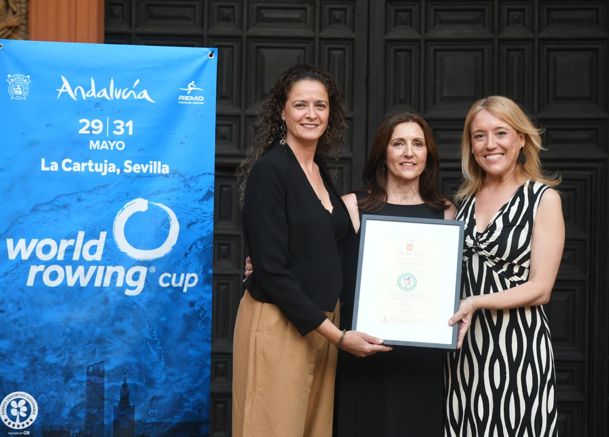 DeporteAND's tweet photo. 🚣 Triple opción de medalla para el remo español en la Copa del Mundo de #Sevilla 👏👏👏

‼️ El @COE_es otorga a la competición el sello para la gestión de eventos deportivos sostenibles

#AndalucíaElLugarDelDeporte #WRCSeville #WorldRowingCup https://t.co/O77CcBQXQN