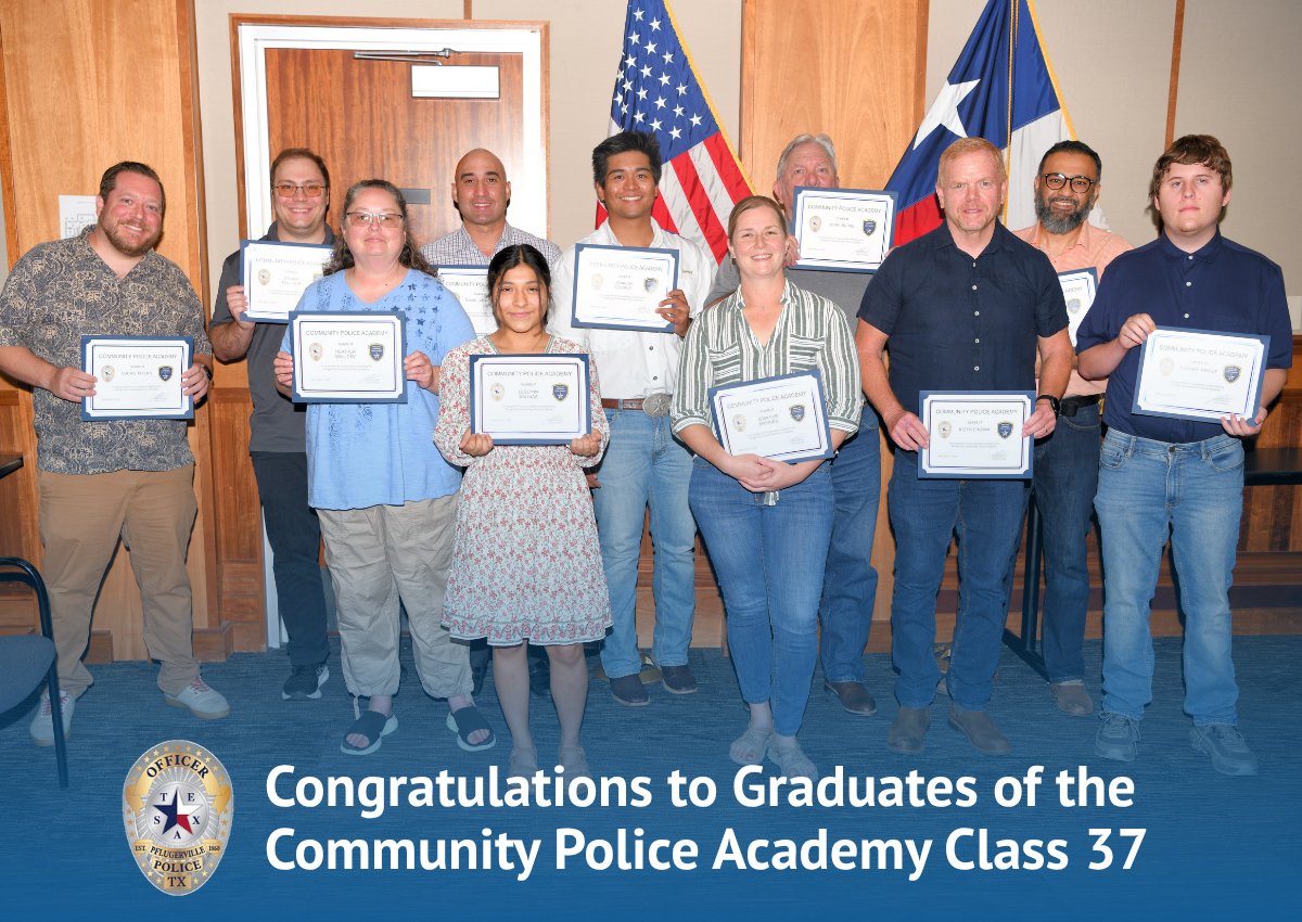 Pf_Police's tweet photo. Congratulations to our Community Police Academy Class 37 grads! They completed three months of hands-on learning about important law enforcement topics including investigations, dispatch, criminal law and more. 🎓🎉
 
📢 Want to join the next class? Visit: https://t.co/DaCBCqQxn0 https://t.co/ckHdMhxXDk