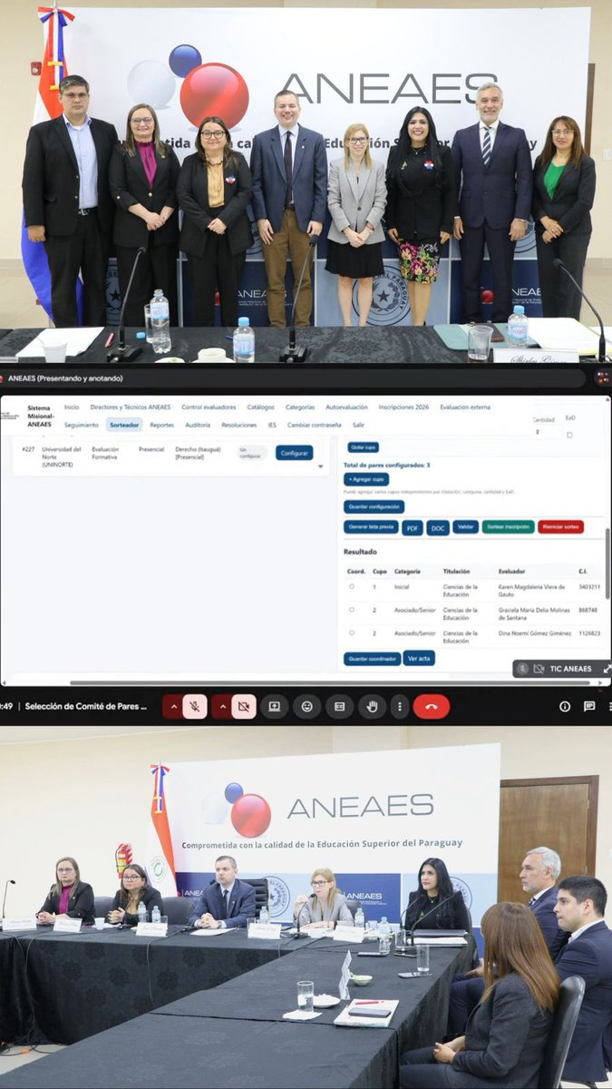 jose_duartep's tweet photo. 1/5

Por primera vez en su historia, la @ANEAES_Paraguay realizó el sorteo público de integrantes de los Comités de Pares Evaluadores mediante un sistema informático desarrollado íntegramente con recursos y talento humano de la propia Agencia.

Un paso significativo hacia el fortalecimiento de la transparencia y la trazabilidad de los procesos de evaluación y acreditación de la educación superior. 🇵🇾