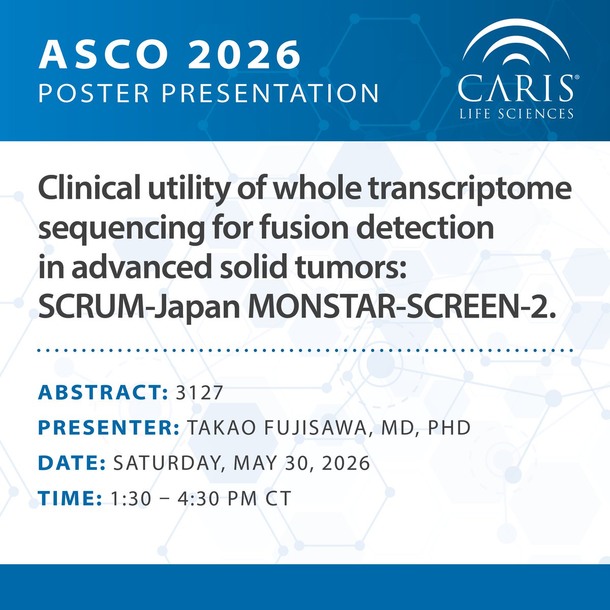 carisls's tweet photo. Can whole transcriptome sequencing (WTS) uncover actionable fusions missed by DNA panels? In the SCRUM-Japan MONSTAR-SCREEN-2 study, more than half of pathogenic fusions identified by WTS may have been missed by conventional DNA panels. View the poster during #ASCO26. https://t.co/4m05jOGKg9