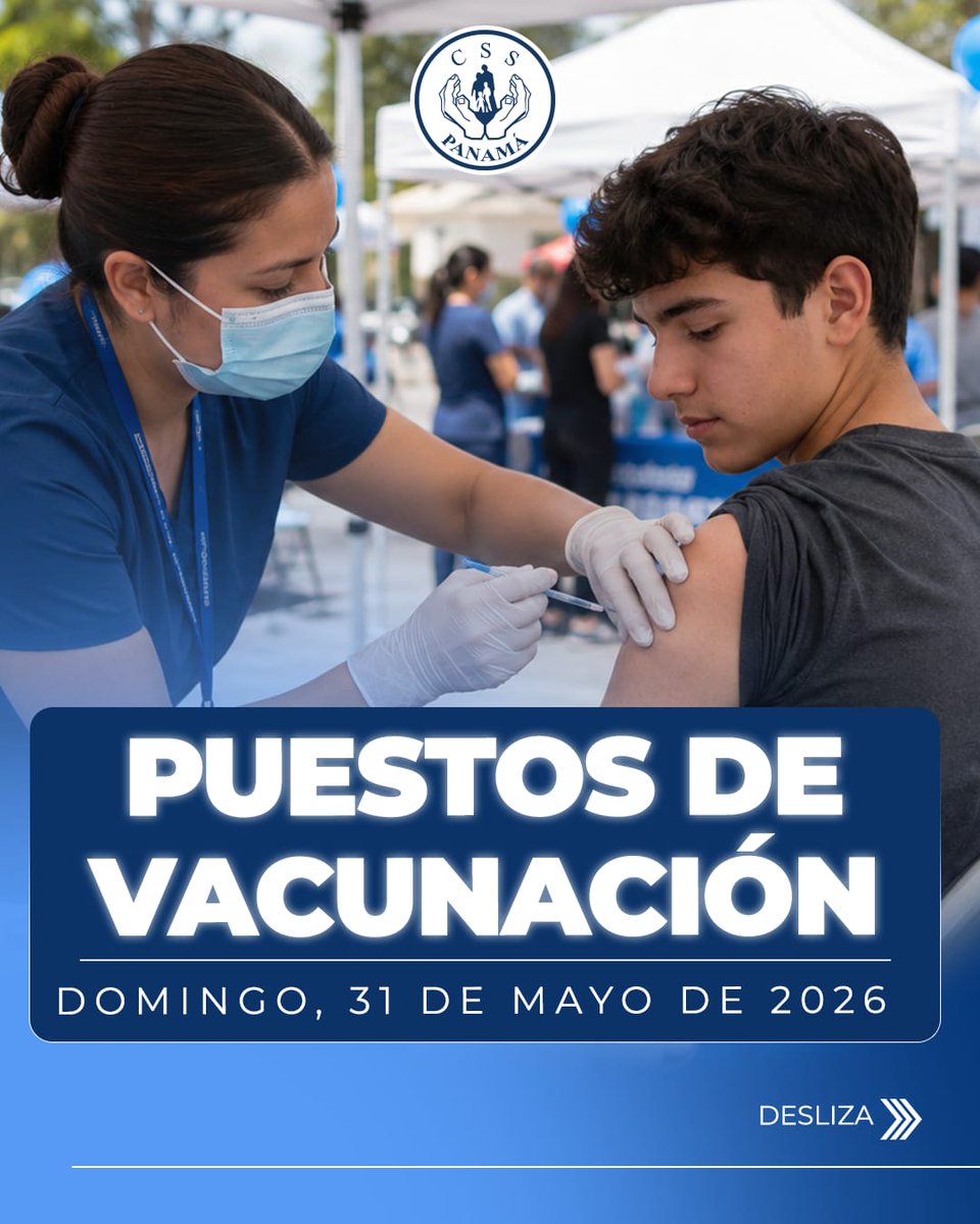 CSSPanama's tweet photo. Este domingo 31 de mayo, la CSS contará con puestos de vacunación en distintos puntos del país para que puedas proteger tu salud y la de tu familia.
📍 Panamá Metro
📍 Panamá Oeste
📍 Colón
📍 Los Santos
📍 Coclé
📍 Herrera
📍 Veraguas
📍 Chiriquí
📍 Bocas del Toro
⏰ Horario: 7:00 a.m. a 1:00 p.m.
Desliza y encuentra el puesto de vacunación más cercano a ti.
Vacunarse es prevenir, cuidarte y proteger a quienes más quieres.