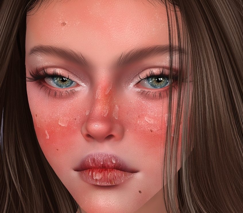 JennaliDarling's tweet photo. Sunburn, peeling skin, chapped lips, dirt, scrapes, cuts, soot, grease, bruises. She's been through some shit XD Will be released as separate layers that can be mixed and matched. https://t.co/u6iw4dSmci
