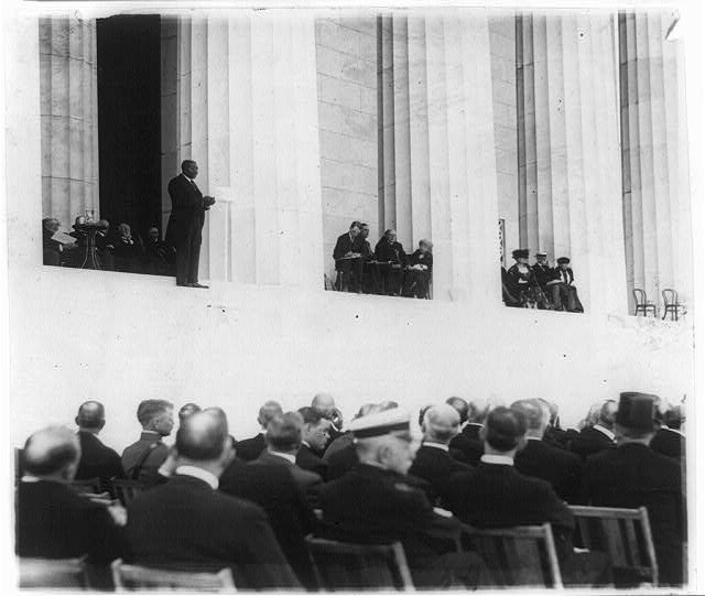 ReignetteC's tweet photo. Tuskegee Institute head Dr. Robert Russa Moton, one of the speakers, poignantly declared that Lincoln’s work toward true equality remained "unfinished."    Sadly, African Americans attending the event to honor the Great Emancipator were restricted to a segregated seating area. Dr. Moton's words serve as a powerful reminder of the words stitched inside Lincoln's overcoat on the night of his assassination: "One Country, One Destiny."

Image of Dr. Moton:  @librarycongress