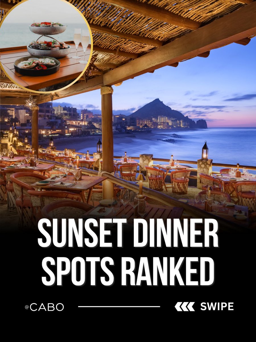 caboIG's tweet photo. What’s your personal #1?

Cabo knows how to turn dinner into a whole moment, especially when the table comes with ocean views, cliffside seating, and golden-hour light. Book before sunset, ask for the best view available, and don’t rush the night.

#1 Sunset Monalisa
#2 El F https://t.co/B0067SCrHl