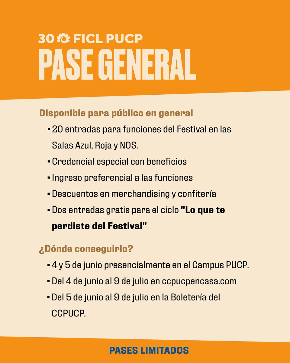festivaldelima's tweet photo. 📢 ¡Vuelve lo que tanto pedían! 👏
Desde el 4 de junio podrás adquirir tu Pase Cinéfilo para elegir primero tu película y acceder a muchos beneficios.

¡Nos vemos en el #30FICL #PUCP! 🍿🎬 https://t.co/uko9L5an8A