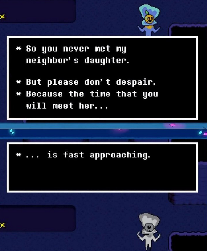 paledoptera's tweet photo. don't really have a point here but

it makes me wonder if susie was even originally in the prophecy, or even in the world of DELTARUNE as a whole or if she was originally an "undertale character" and gaster somehow moved her over and canonized her existence https://t.co/amdx3Z2jrK