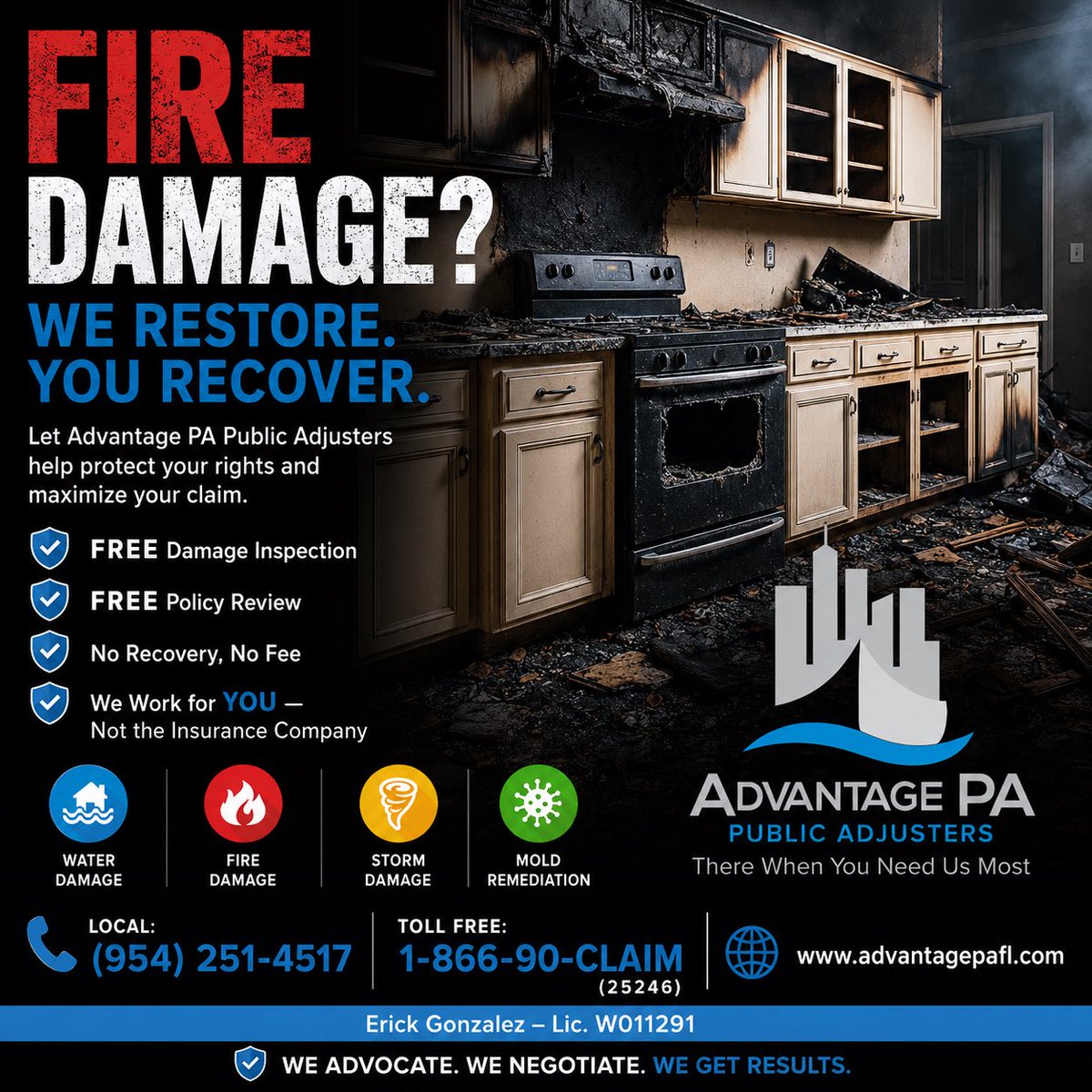 advantagepafl's tweet photo. 🔥 Fire Damage?

Don’t face the insurance company alone.

✔ FREE Damage Inspection
✔ FREE Policy Review
✔ No Recovery, No Fee

📞 (954) 251-4517
🌐 https://t.co/Ycgb9vxMAD

Advantage PA Public Adjusters
“There When You Need Us Most.” https://t.co/vQ5H6K3cF9