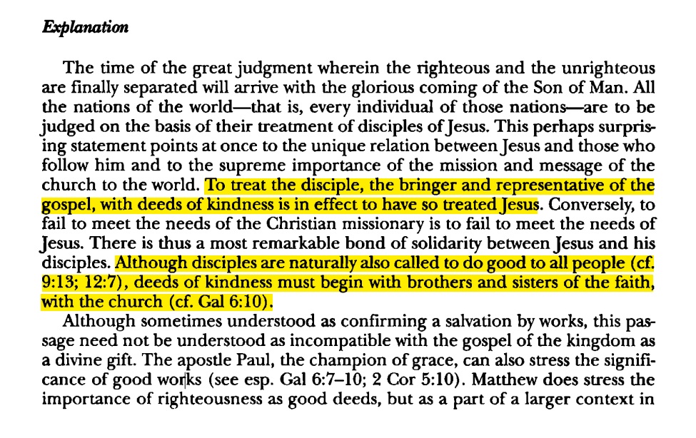 DarthExegete's tweet photo. @jabba_trump @WHarpine @RealTheoWold These are the only 2 I have access to at the exact moment: Olmstead's handbook on the Greek text and the World Biblical Commentary series.
Note the green highlight and following. It IS in modern scholarship fashionable to universalize the language but that's not how Mat used it. https://t.co/Om2PVBT3sY